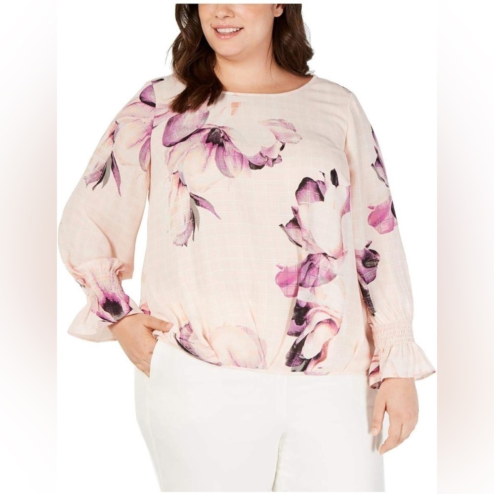 NWOT Alfani Floral Pastel Blouse Pink Size M Flowy, boho